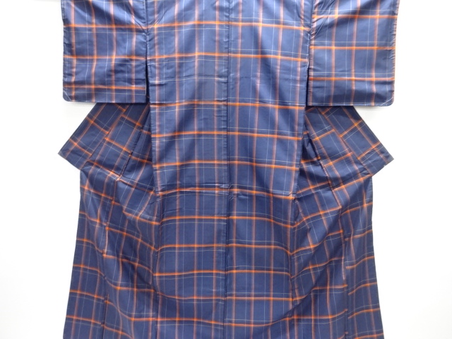 JAPANESE KIMONO / ANTIQUE KIMONO / SILK / DORO OSHIMA TSUMUGI / WOVEN GRID